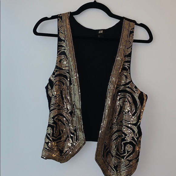 H&M Jackets & Blazers - GOLD SEQUINS VEST / H&M / SIZE S / VEST / GOLD
